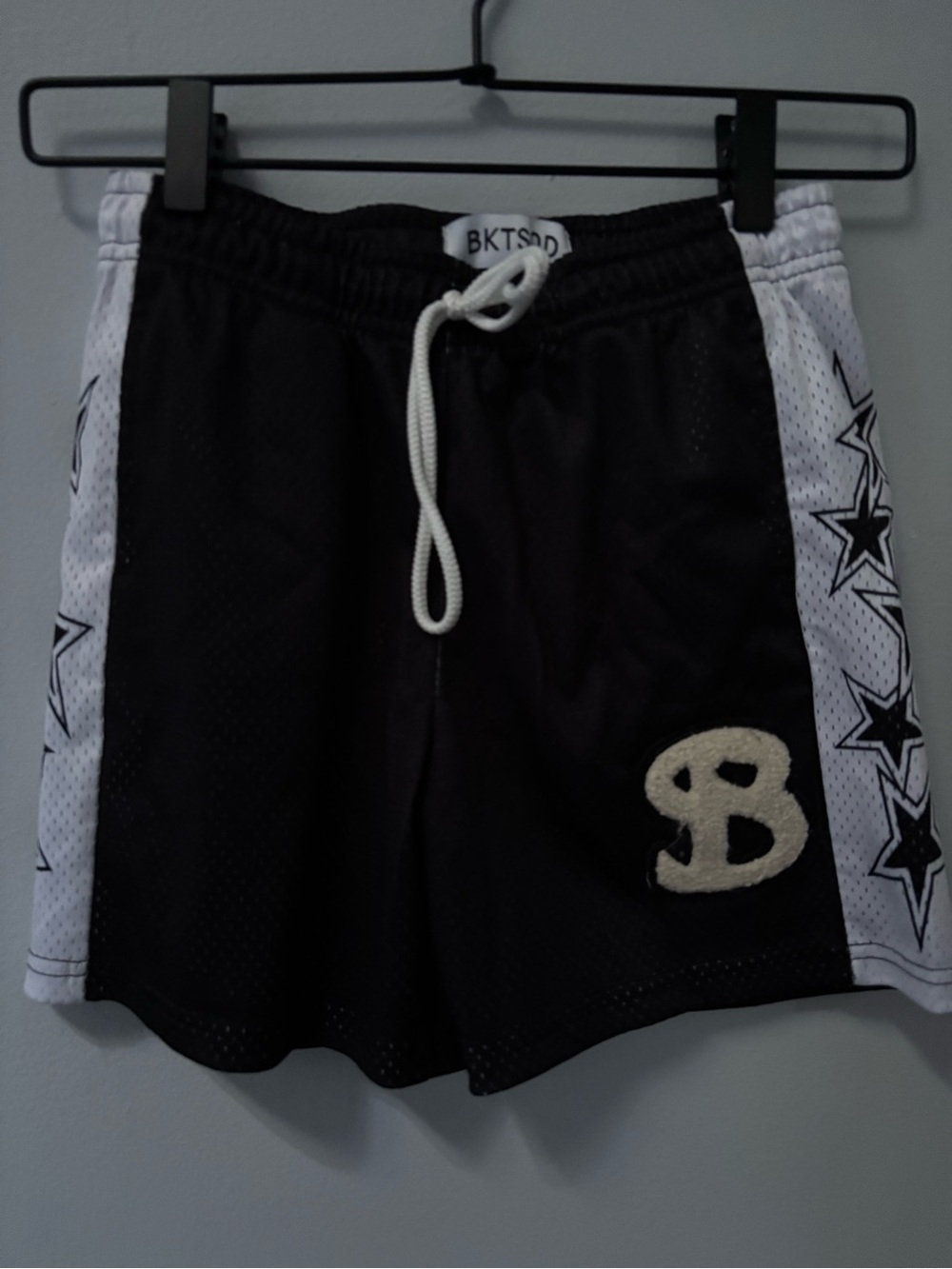 Bucket Squad Youth Black and White Star Trim Athletic Shorts